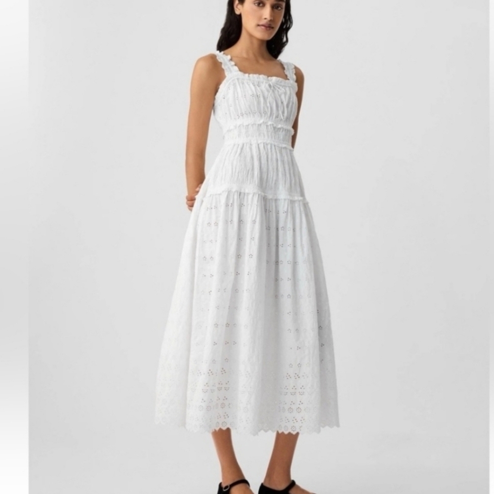 Gap × DÔEN‎ Eyelet Midi Dress White 100% Cotton Size Large